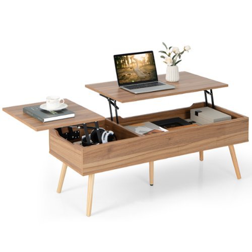 Costway 47'' Lift Top Coffee Table Central Table with Hidden Compartments for Living Room - Brown
