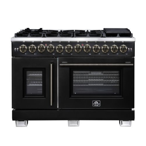 Forno Appliances - Capriasca 6.58 Cu. Ft. Freestanding Dual Fuel True Convection Range with French Doors - Black