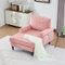 Trinkets Crazed - Chenille Fabric Chaise Lounge Recliner Single Sofa Living Room Bedroom Rest Chair Wooden Sofa Legs - Pink-Front_Standard