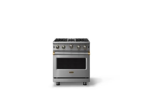 Viking - Professional 5 Series 4.0 Cu. Ft. Freestanding Open Burner LP Gas Convection Range-Stainless Steel w. Brushed Brass Trim - Stainless Steel