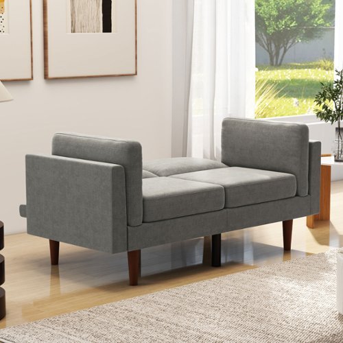 Bestier - Convertible Sleeper Sofa 2 in 1, Modern Sofa Bed Couches with Soft Padded Seat and Side Pillows - Gray-Front_Standard 