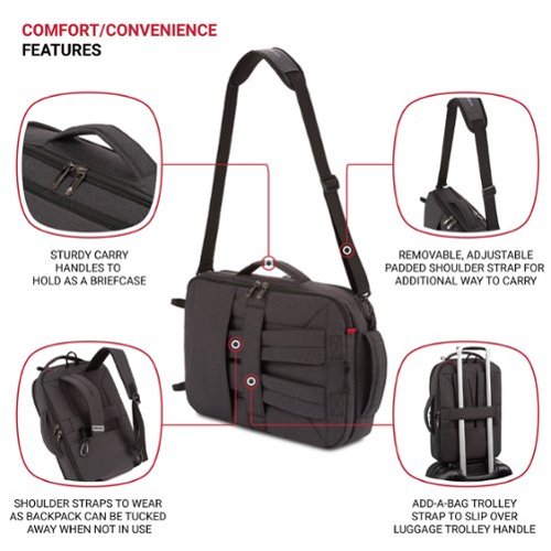 SwissGear 16 Commute Hybrid Brief/Backpack - Gray - Black BUY IN QATAR