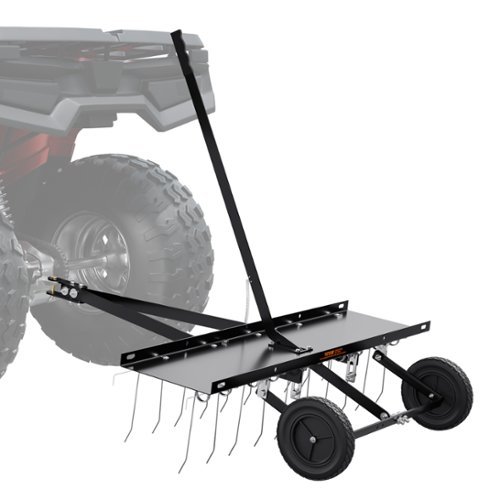 VEVOR - Tow Behind Dethatcher, 40-inch Tow Dethatcher with 20 Spring Steel Tines, Lawn Dethatcher Rake - Black-Front_Standard 