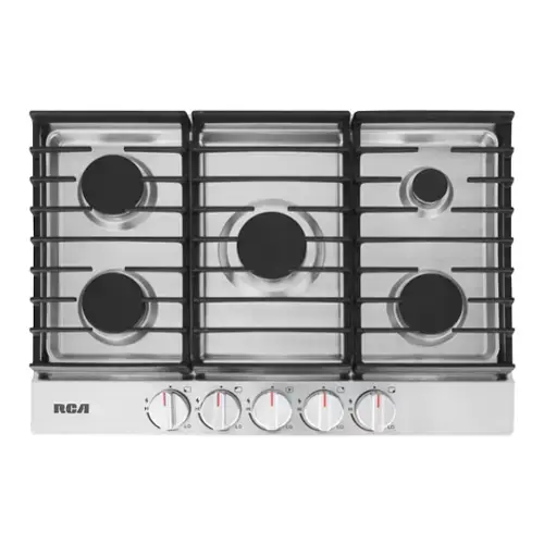 Front. RCA - R-CTGL305SS 30 in. Legacy Collection Drop-In Gas Cooktop, 5 Burners, Cast Iron Grates, Metal Knobs - Stainless Steel.