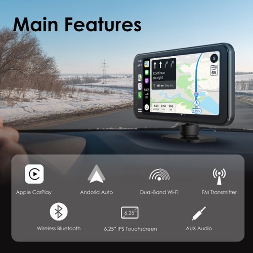 Rexing CPStream Wireless Multimedia Receiver with CarPlay & Android Auto - Black WORLDWIDE DELIVERY