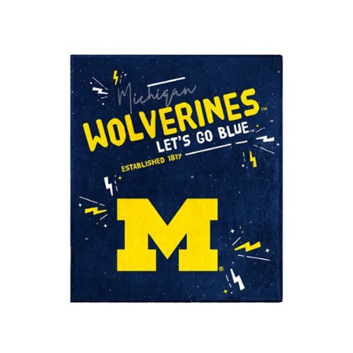 Logo Brands - Michigan Wolverines 60" x 70" Plush Throw Blanket - Navy-Front_Standard 