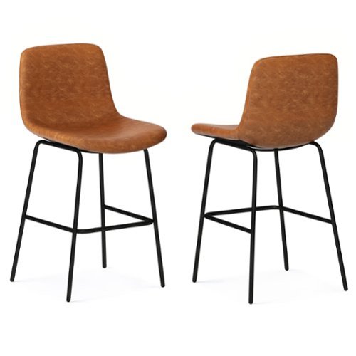 Simpli Home - Jolie Counter Height Stool (Set of 2) - Camel Brown-Front_Standard 