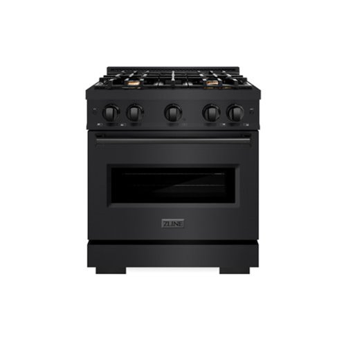 ZLINE - 30" Classic Dual Fuel Black Stainless Convection Oven Range w/ 4 Brass Burners (CDRB-BR-30) - Black Stainless Steel