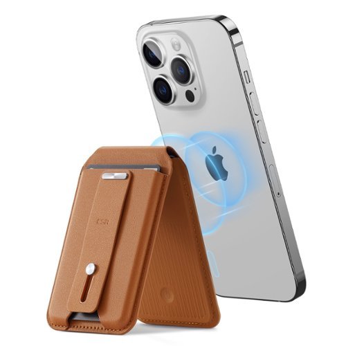 ESR Gear MagSafe Vegan Leather Wallet Stand with FindMy for iPhone 16, 15, 14, 13 Pro, Pro Max, & Mini - Brown GLOBAL SHIPPING