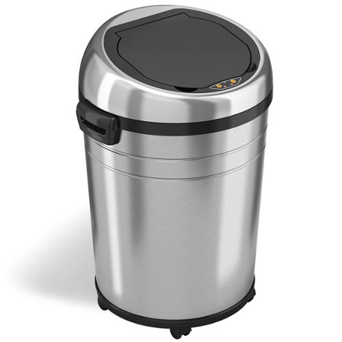 iTouchless - 18-Gal. Touchless Round Trash Can - Stainless Steel-Angle_Standard 