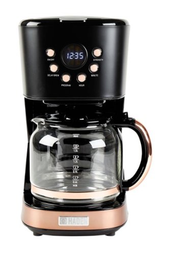 Haden - 12-Cup Programmable Coffee Maker with Strength Control and Timer - Black/Copper-Front_Standard 