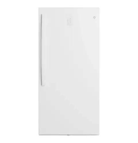 Front. GE - 14.3 Cu. Ft. Garage Ready Convertible Upright Freezer - White.