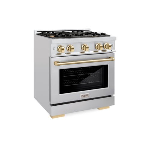 ZLINE - Autograph 30" Select Dual Fuel Range w/ 4 Burners & Polished Gold Accents (HDRZ-30-G) - Black-Front_Standard 