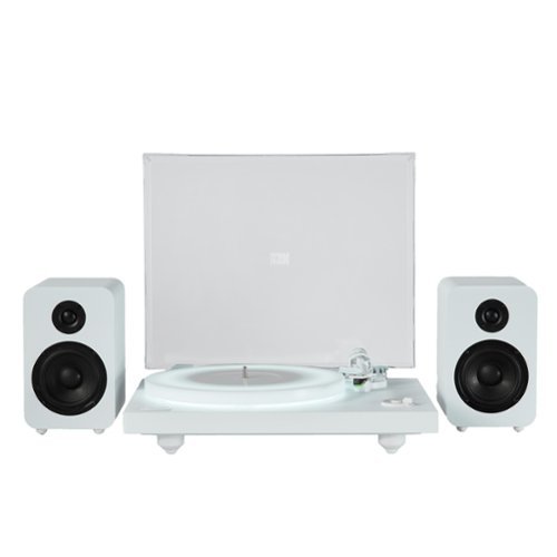 Arkrocket - Polaris II Bluetooth Turntable with 40W Bookself Speaker and LED Lighting System - White-Front_Standard 