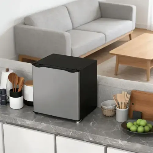 Front. Akoasm - 1.1 cu. ft. Compact Upright Freezer Countertop Mini Freezer for Apartments, Dorms, RVs-Silver - Silver.