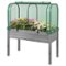 Costway - Wood Raised Garden Bed with Greenhouse Cover Mini Portable Greenhouse Kit - Green + Gray-Front_Standard