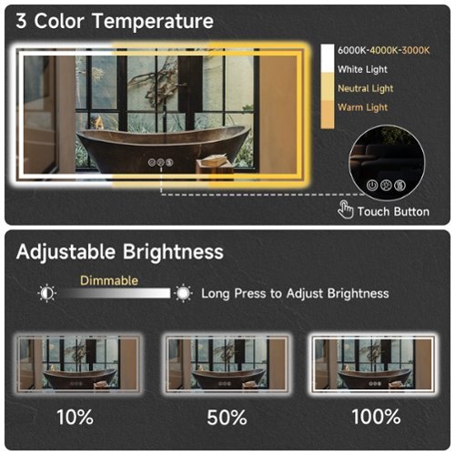 LOVMOR 20 x 28 Inches Tempered Glass LED Bathroom Mirror with Anti-Fog & 3-Color Dimmable Lighting - Silver WORLDWIDE DELIVERY