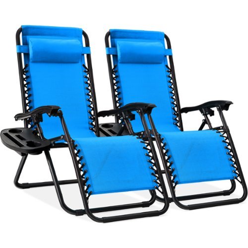 Best Choice Products - Set of 2 Zero Gravity Lounge Chair Recliners for Patio, Pool w/ Cup Holder Tray - Light Blue-Front_Standard 