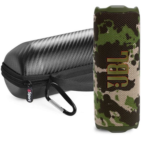 JBL - FLIP 7 Waterproof Portable Speaker Bundle with gSport Carbon Fiber Case - Camouflage-Front_Standard 