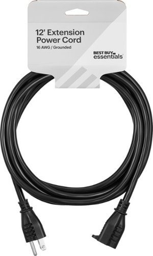 Best Buy essentials™ 12’ 16ga Indoor/Outdoor Extension Power Cord - Black GLOBAL SHIPPING