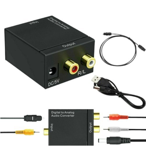 Home Collection - Digital Optical Coaxial to Analog RCA L/R Audio Converter Adapter with Fiber Optic Cable-Front_Standard 