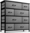 Sorbus - Dresser with 8 Drawers - Storage Chest Organizer with Steel Frame, Wood Top, Handles, Fabric Bins - Black-Front_Standard