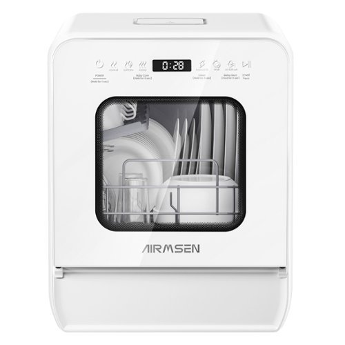AIRMSEN - 14.6" Portable Countertop Dishwasher with Built-in Water Tank, 9-Program Mini Dishwasher with 24H Delay Start - White-Front_Standard 