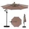 Costway - 10 FT Solar Offset Hanging Umbrella with 96 Solar Multi-colored Flowing LED Lights - Brown-Front_Standard