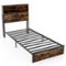 Costway - Twin Bed Frame with Charging Station Storage Headboard Under-bed Storage Space - Rustic Brown-Front_Standard