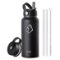 Buzio - Duet Series - 32oz Insulated Water Bottle with Straw Lid and Flex Lid - Black-Front_Standard