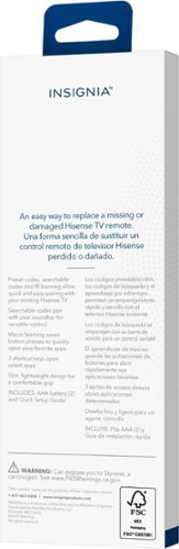 Insignia™ Replacement Remote for Hisense TVs - Black BUY IN EUROPE