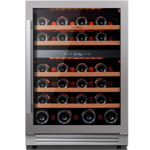 Ca'Lefort - 24 Inch 46 Bottle Wine Cooler Refrigerator, 40-65°F Dual Zone Wine Refrigerator,3 LED Built-in for Home/Bar(5.65 cu.ft) - Stainless Steel-Front_Standard 