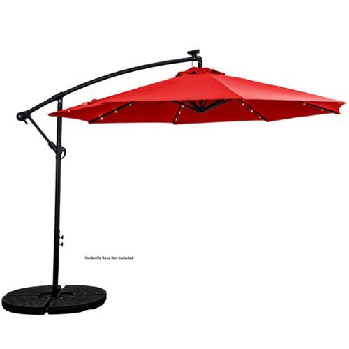 Sun Ray - 10' Offset Aluminum Solar Umbrella - Ruby Red-Front_Standard 