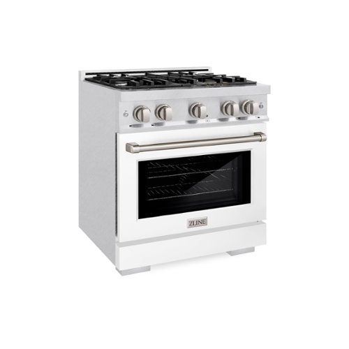 ZLINE - 30 in. 4.2 cu. ft. Freestanding Select Satin Steel Gas Range w/ 4 Burners & Convection Oven w/ White Door - Satin Stainless Steel