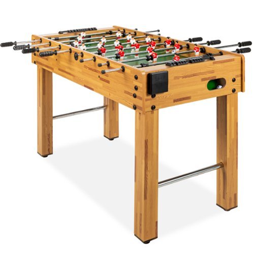 Best Choice Products - 48in Competition Sized Foosball Table for Home, Game Room w/ 2 Balls, 2 Cup Holders - Light Brown-Front_Standard 
