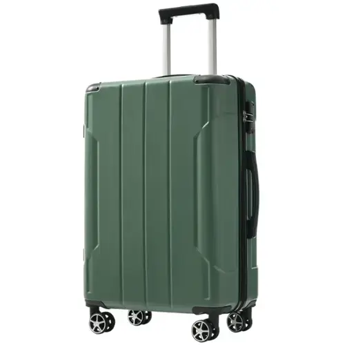 Front. Ecooso - Hardshell Luggage Lightweight ABS Suitcase with Double Wheels Expandable 24-Inch Checked - Green.