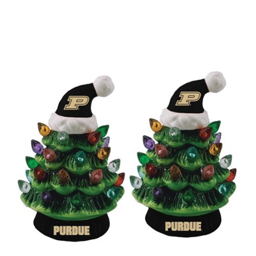 Evergreen Enterprises - Purdue Boilermakers 2-Pack 4" Ceramic LED Christmas Tree Set - Multicolor-Front_Standard 