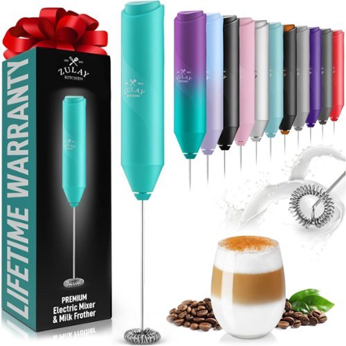 Zulay Kitchen - FrothMate Powerful Milk Frother Portable & Compact Handheld Foam Maker Lattes, Cappuccinos - Aqua-Front_Standard 