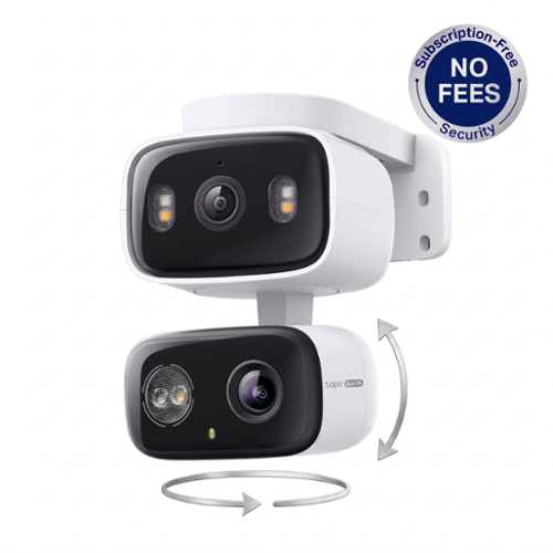 TP-Link - Tapo Wired Dual-Camera Security, Pan-Tilt, 360° Viewing Coverage, 2K Crystal-Clear Video - No Monthly Fees - White-Front_Standard 