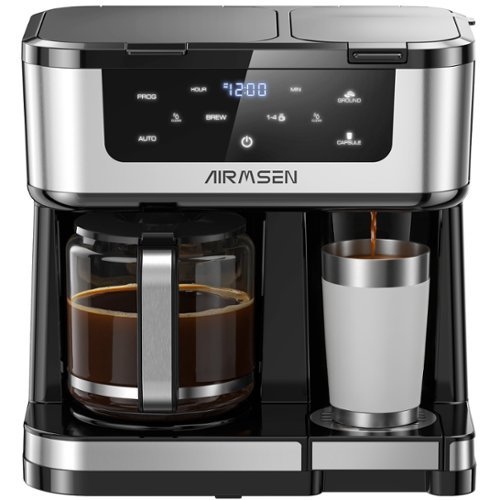 AIRMSEN - 12-Cup Drip Coffee Maker with K-Cup Combo, Single Serve & Carafe Coffee Machine - Black-Front_Standard 