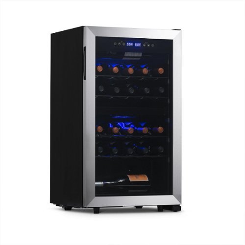 NewAir - Freestanding 28 Bottle Dual Zone Compressor Wine Fridge with Adjustable Racks and Exterior Digital Thermostat - Stainless Steel-Front_Standard 