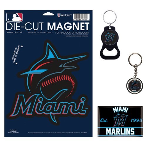 WinCraft - Miami Marlins 4-Pack Key Rings and Magnets Set - Multicolor-Front_Standard 