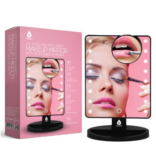 Pursonic - LED Lighted Vanity Makeup Mirror - Black-Front_Standard 