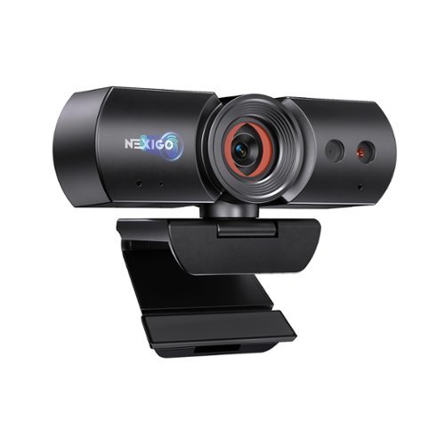 NexiGo - HelloCam 1080p Webcam, Windows Hello Facial Recognition, Privacy Shutter, Dual Mics, 3DNR, Auto Exposure - Black-Front_Standard 