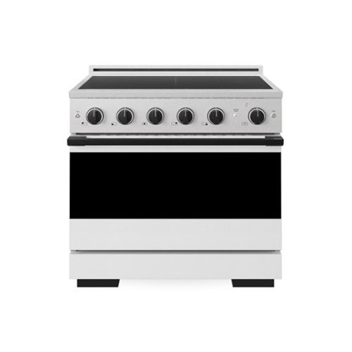 ZLINE - Autograph 36 in. 5.2 cu. ft. Marino Freestanding Induction Range in Satin Steel with Black Accents & White Door - White Matte
