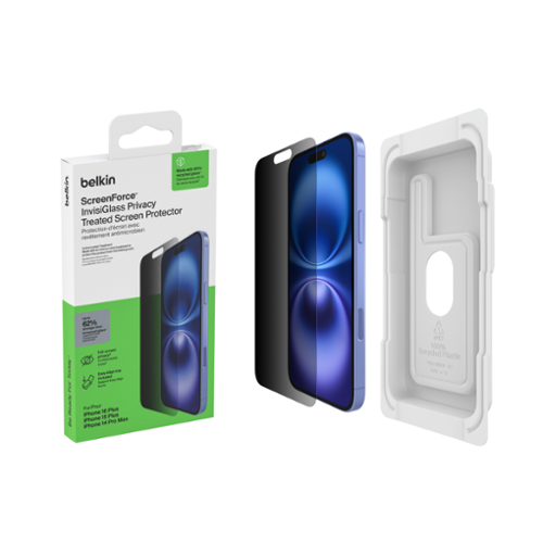 Belkin - ScreenForce InvisiGlass Privacy Screen Protector for iPhone 16 Plus w/ Easy Align Tray - Black-Front_Standard 