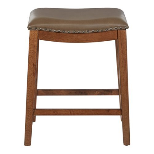 OSP Home Furnishings - Metro 24" Faux Leather Saddle Stool - Molasses-Front_Standard 