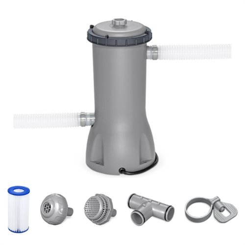 Bestway - Flowclear 1,000 Gallons per Hour Above Ground Swimming Pool Filter Pump - Gray-Front_Standard 