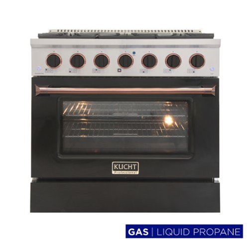 Kucht - 36 in. 5.2 cu. ft. Propane Gas Range with Sealed Burners and Convection Oven in Black with Rose Gold Accents - Black & Rose Gold-Front_Standard 