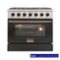 Kucht - 36 in. 5.2 cu. ft. Propane Gas Range with Sealed Burners and Convection Oven in Black with Rose Gold Accents - Black & Rose Gold-Front_Standard